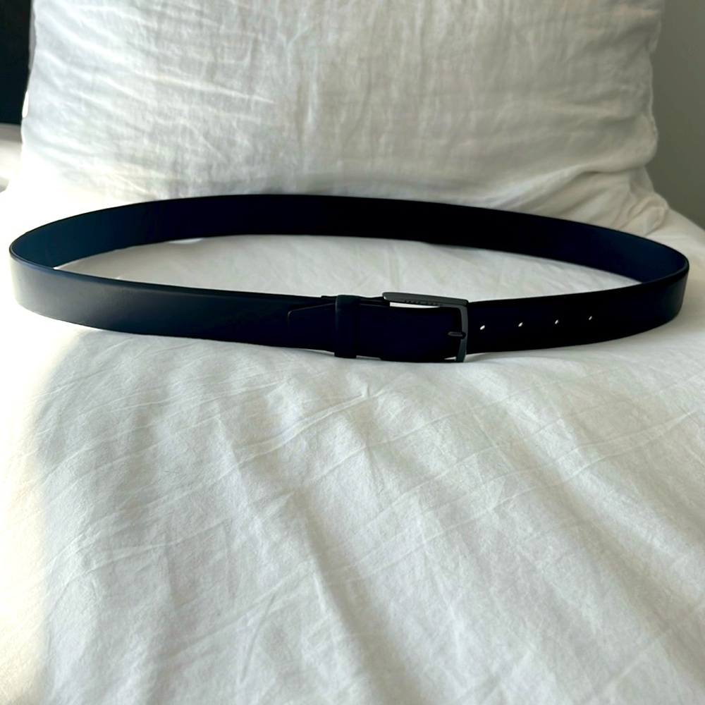Boss Italian Made Leather Belt with Logo Buckle